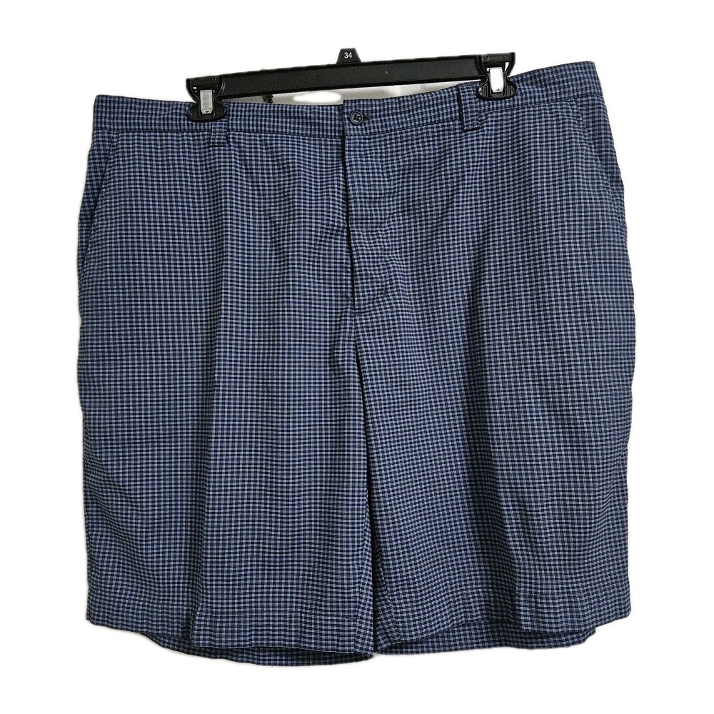 Cutter & Buck Shorts Mens 42 Blue CB DryTec Micro Check Plaid Golf Flat Front
